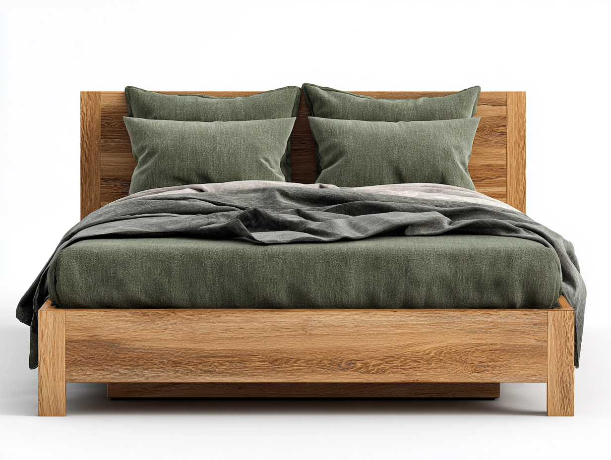 Letto matrimoniale in legno 212x174x105 cm legno naturale per camera - design moderno con struttura stabile-Rosolvahaven