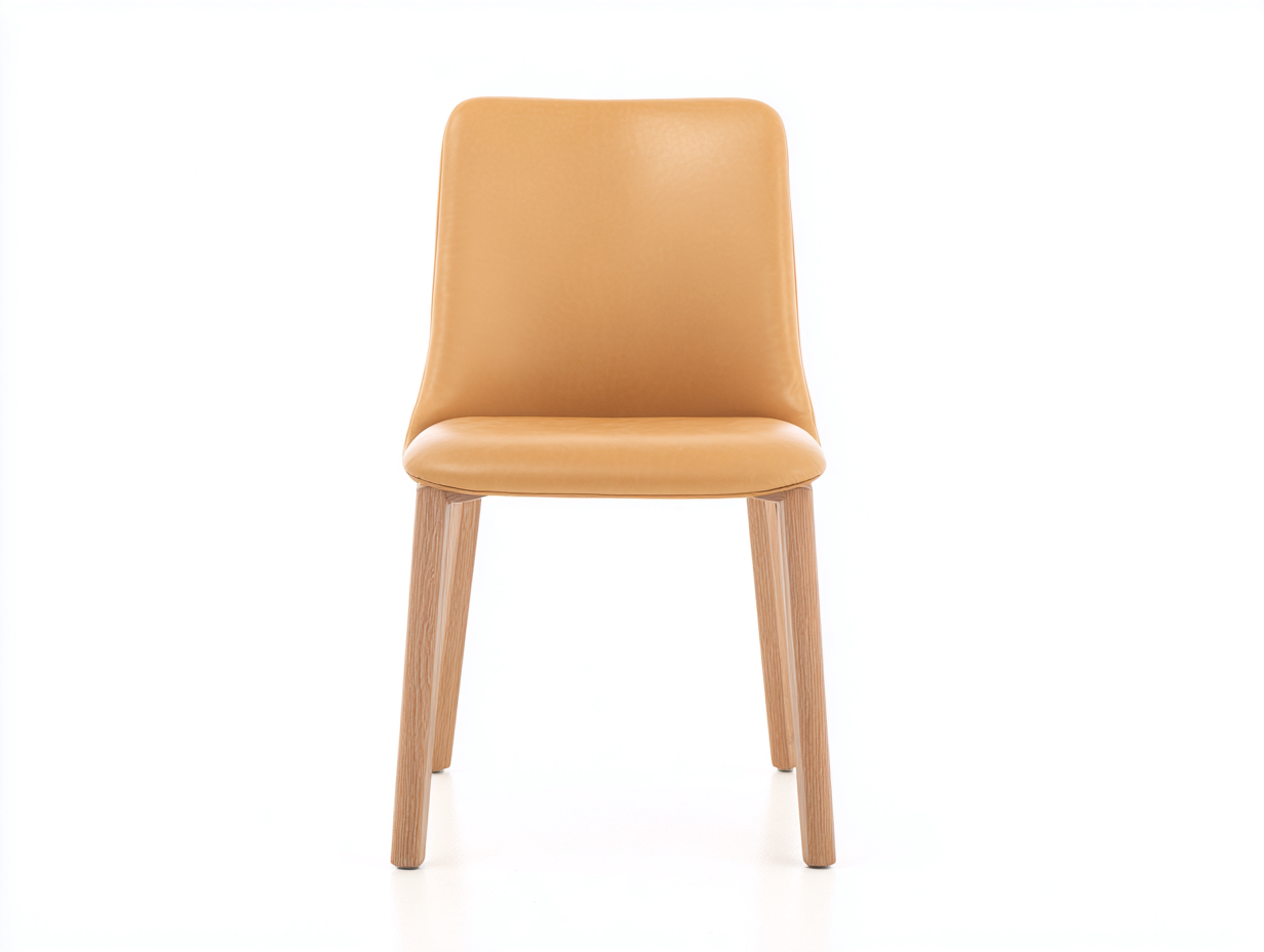 Sedia da pranzo in legno e pelle sintetica 50x48x83 cm marrone chiaro-legno naturale per sala da pranzo - design moderno-Rosolvahaven