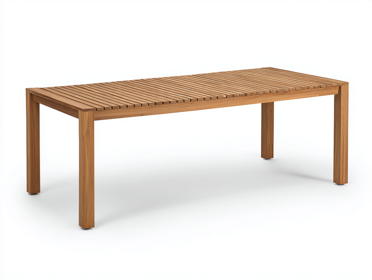 Tavolo da giardino in legno 220x90x76 cm - marrone naturale - piano rettangolare a doghe per giardino e terrazza-Rosolvahaven