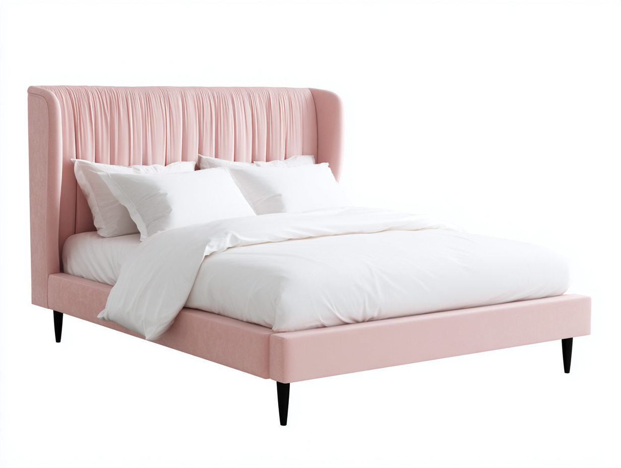 Letto matrimoniale imbottito in tessuto 213x176x112 cm rosa-nero per camera - design moderno con testiera alta-Rosolvahaven