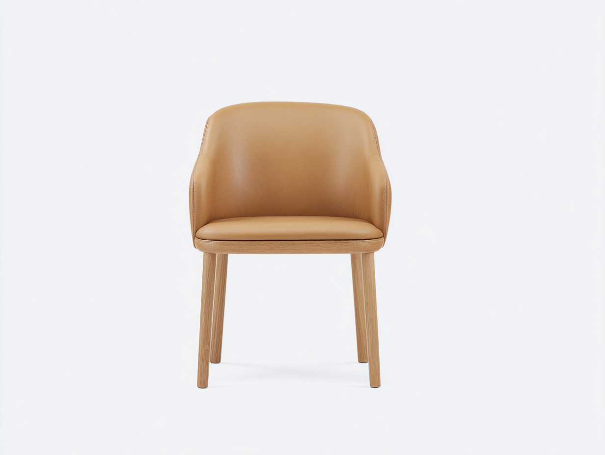 Sedia da pranzo in legno e pelle sintetica 53x51x79 cm marrone chiaro-legno naturale per sala da pranzo - design moderno con braccioli-Rosolvahaven