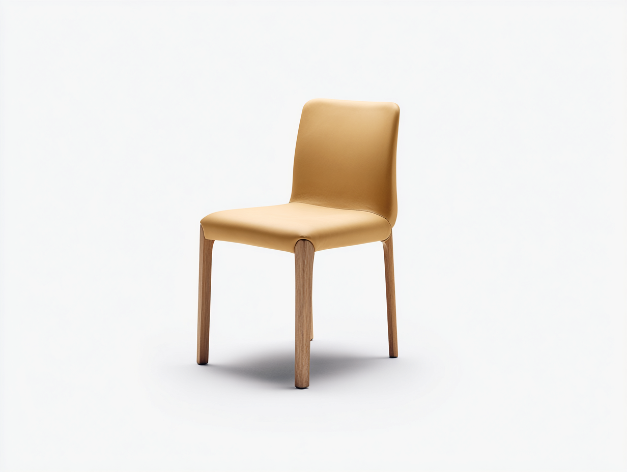 Sedia da pranzo in pelle e legno 48x53x86 cm - color cammello e rovere naturale - design moderno per sala da pranzo-Rosolvahaven