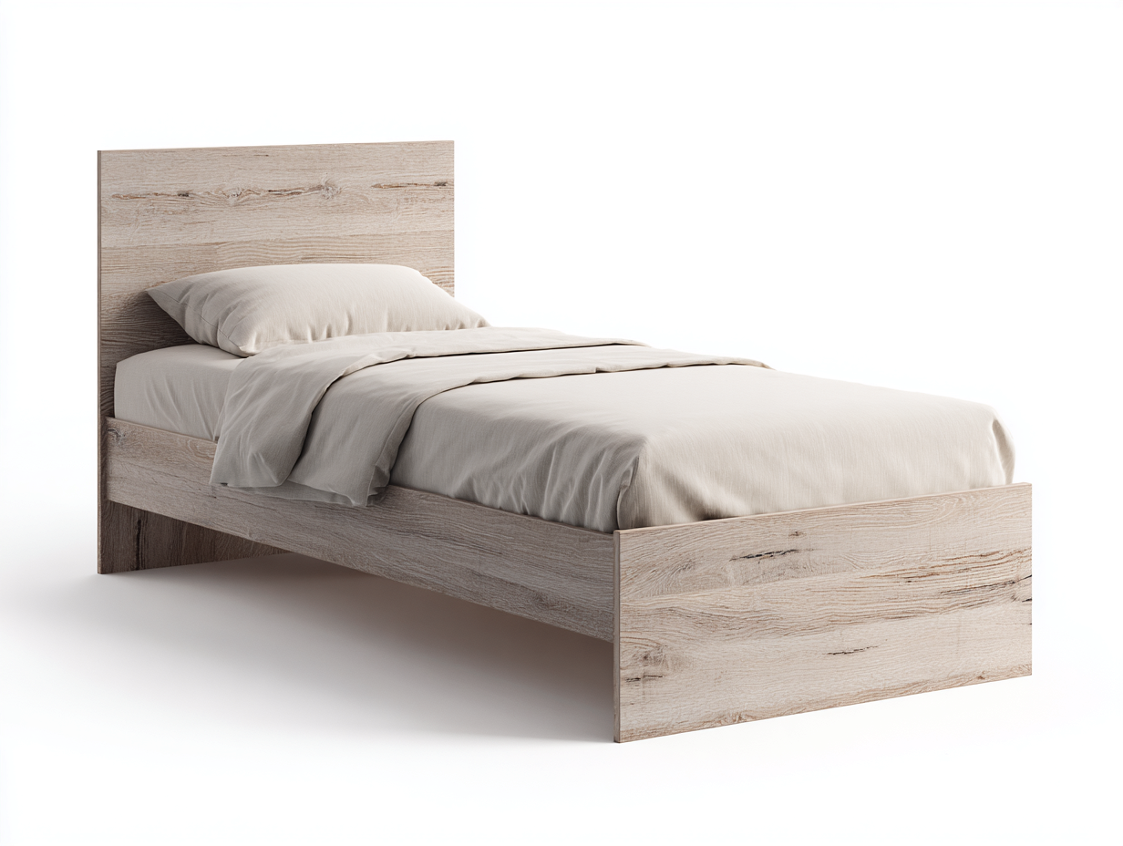 Letto singolo in legno effetto rovere chiaro 204x96x92 cm rovere chiaro per camera - design moderno con testiera coordinata-Rosolvahaven
