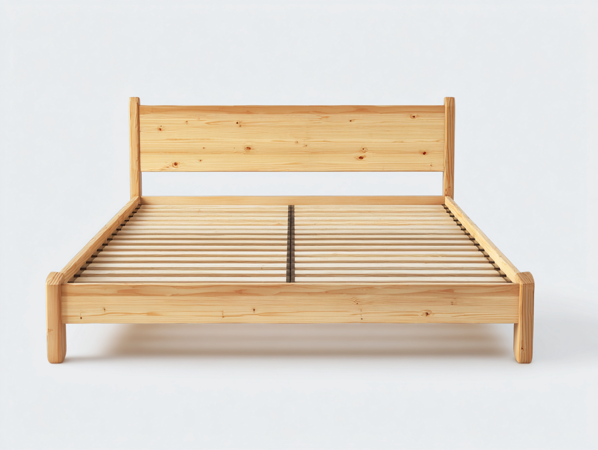 Letto matrimoniale in legno 209x167x96 cm legno naturale per camera - design classico con rete a doghe-Rosolvahaven
