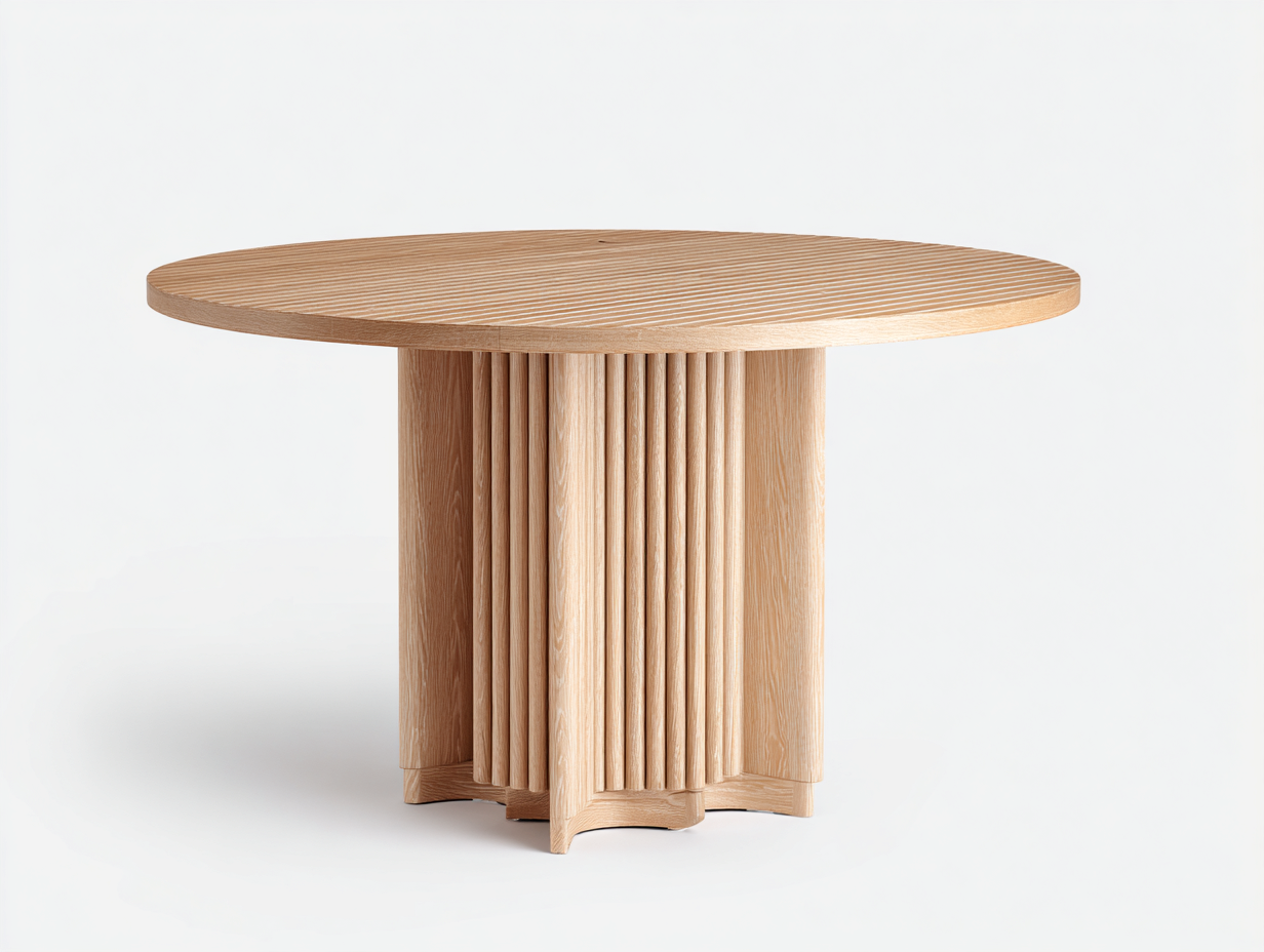 Tavolo da giardino in legno 148x148x76 cm - marrone chiaro - piano rotondo scanalato con base a colonna per giardino e terrazza-Rosolvahaven