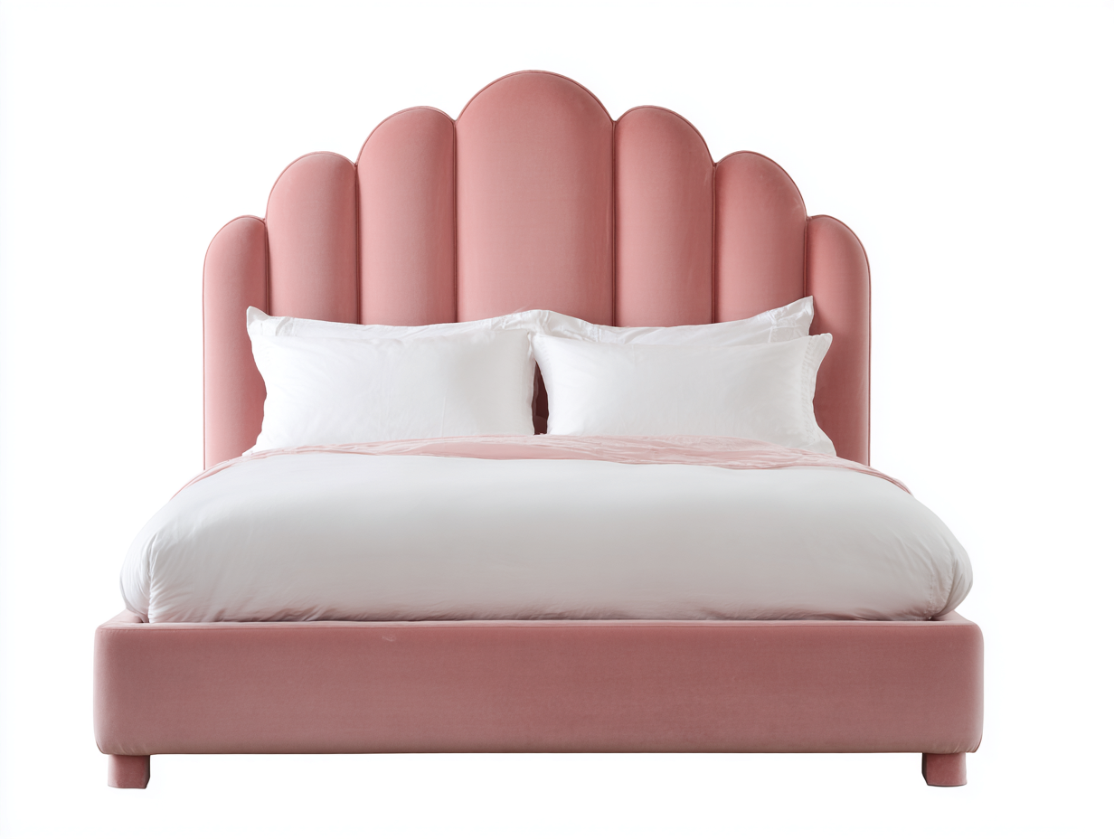 Letto matrimoniale imbottito 213x186x122 cm - rosa antico - design moderno con testiera sagomata per camera da letto-Rosolvahaven