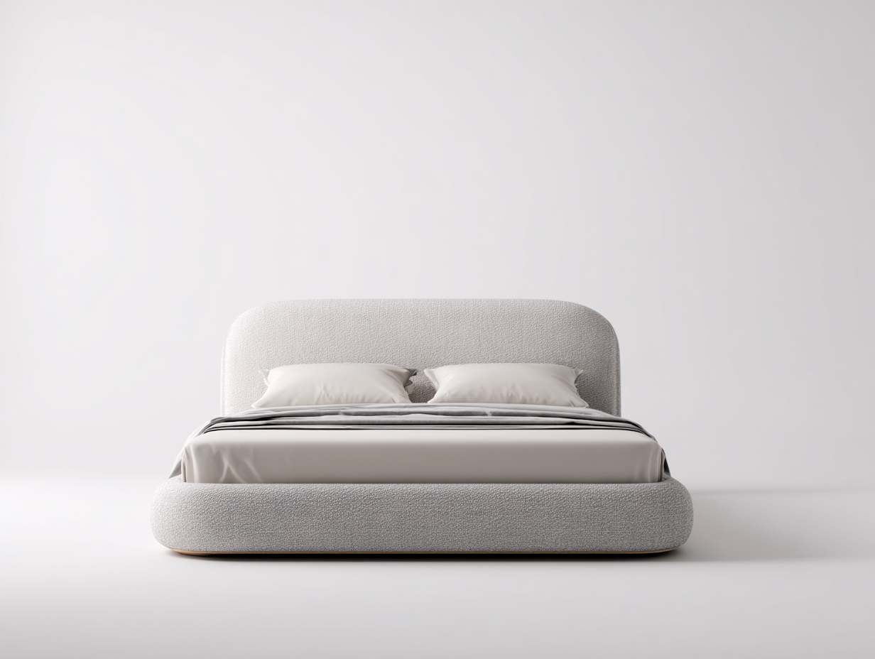Letto matrimoniale in tessuto bouclé 212x174x96 cm grigio chiaro per camera - design moderno con testiera imbottita-Rosolvahaven