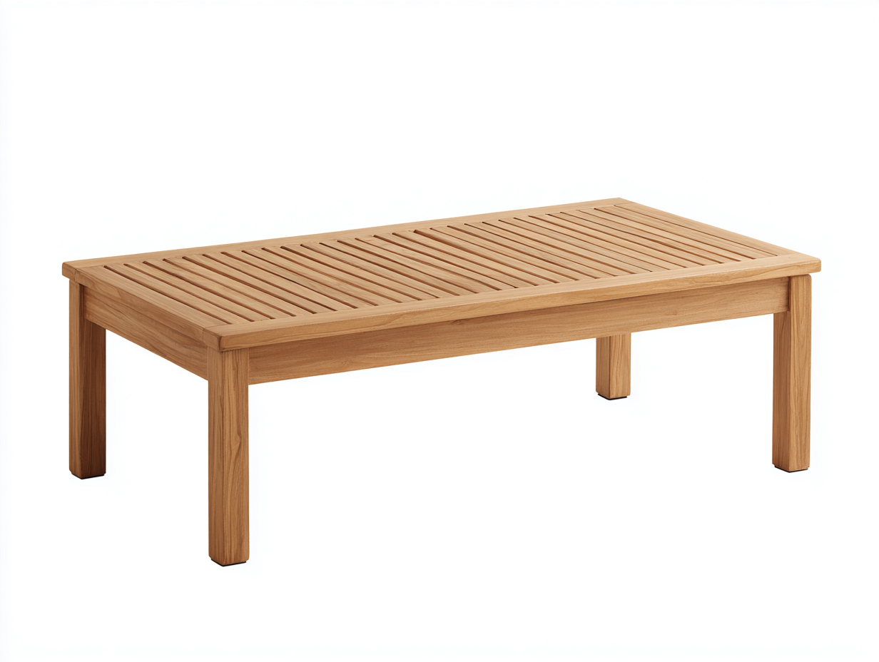 Tavolo da giardino rettangolare in legno 156x72x45 cm legno naturale per esterno - design moderno a doghe-Rosolvahaven