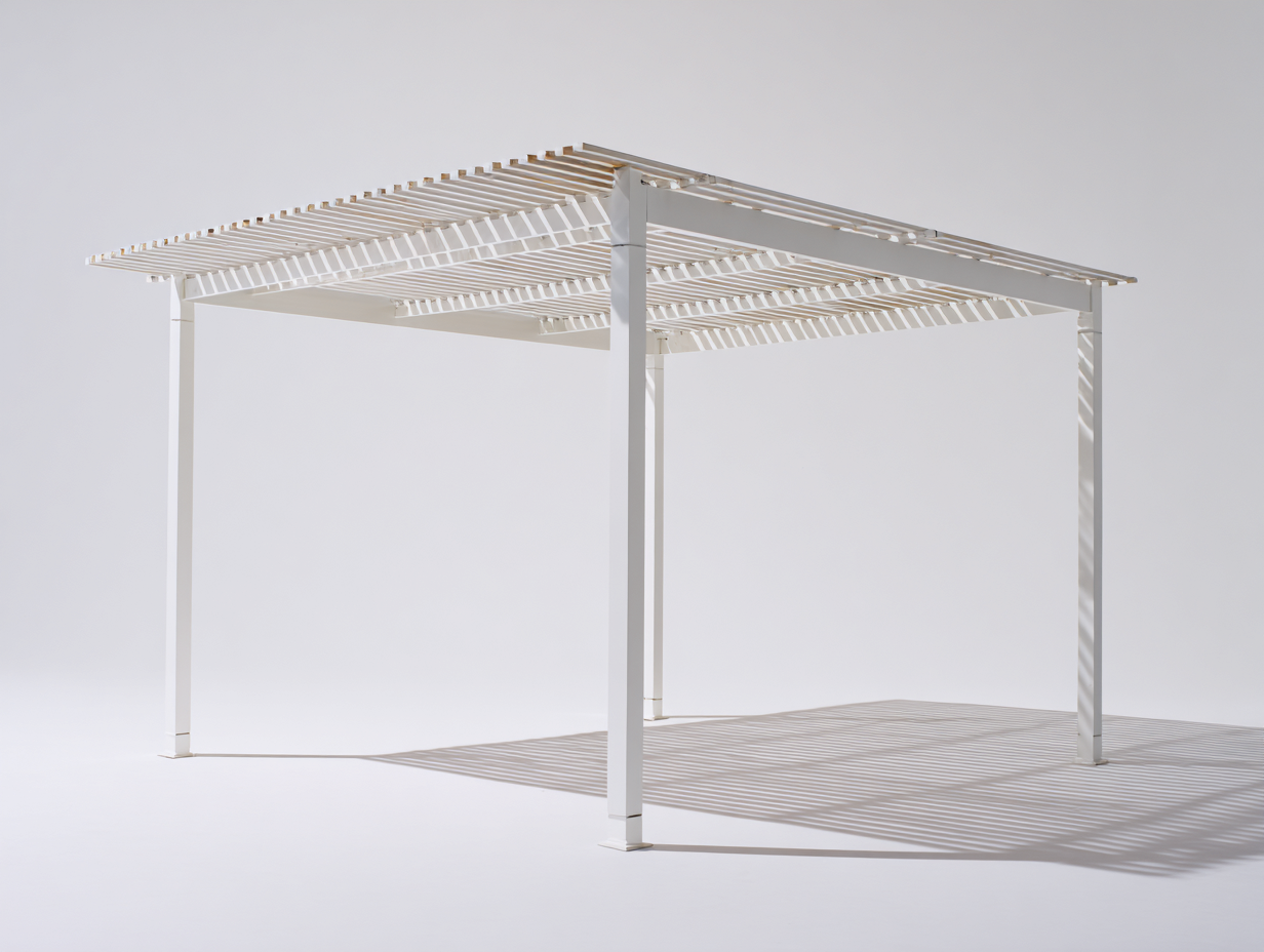 Pergola da giardino in alluminio 420x370x260 cm - bianca - adatta a giardino e terrazza - design moderno con tetto a doghe-Vanorvahouse