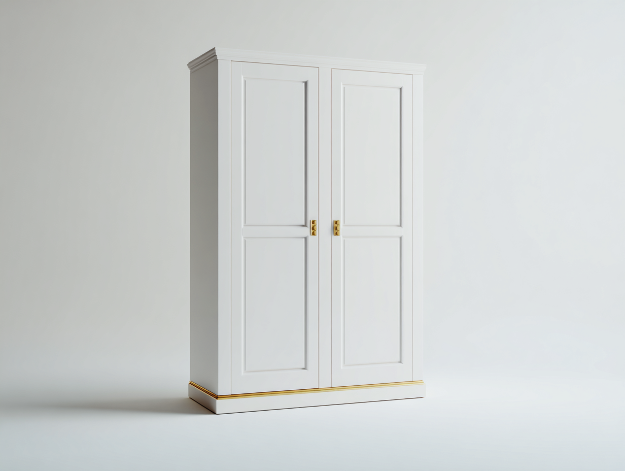 Armadio in legno 102x54x188 cm - bianco e oro - adatto a camera da letto - design classico con 2 ante-Vanorvahouse