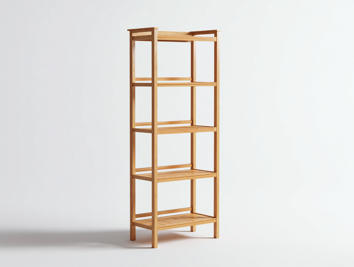 Libreria in legno 78x30x162 cm naturale per ufficio - design alto aperto moderno-Vanorvahouse