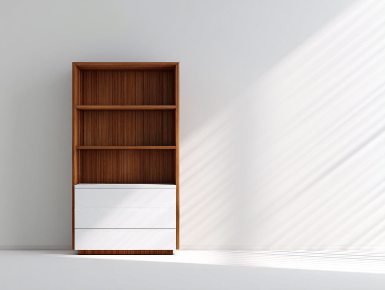 Libreria in legno 88x34x168 cm marrone e bianca per ufficio - design moderno con cassetti-Vanorvahouse