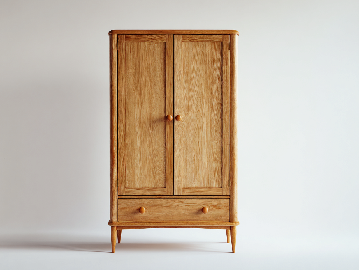 Armadio in legno 110x53x182 cm - legno naturale - adatto a camera da letto - design classico con 2 ante e 1 cassetto-Vanorvahouse