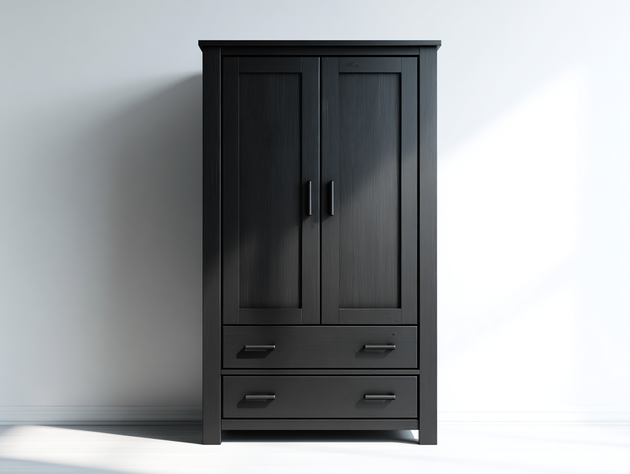Armadio in legno 105x56x188 cm - nero - adatto a camera da letto - design classico con 2 ante e 2 cassetti-Vanorvahouse