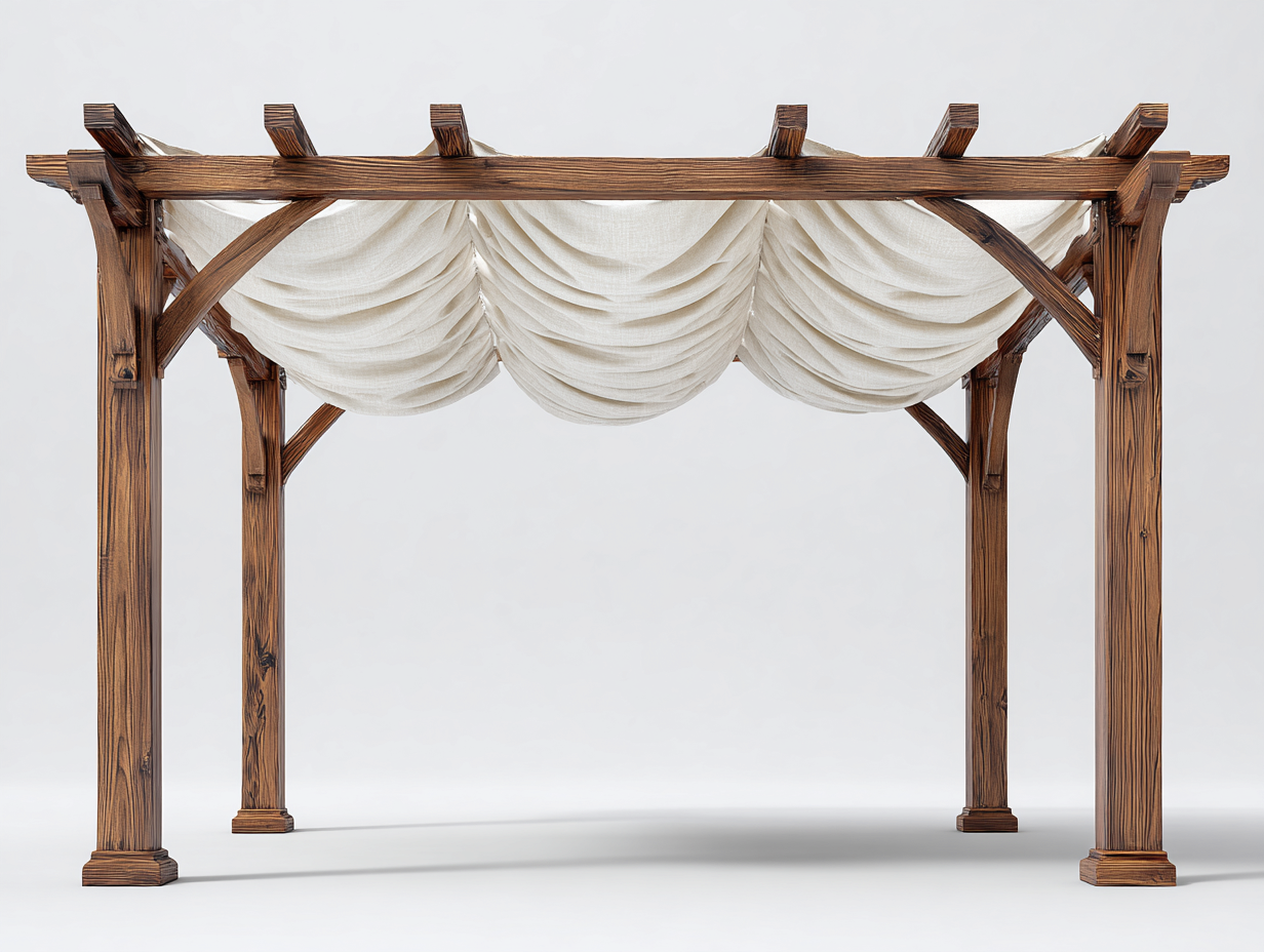 Pergola da giardino in legno 320x240x235 cm - marrone-bianco - stile rustico per giardino e terrazza-Vanorvahouse