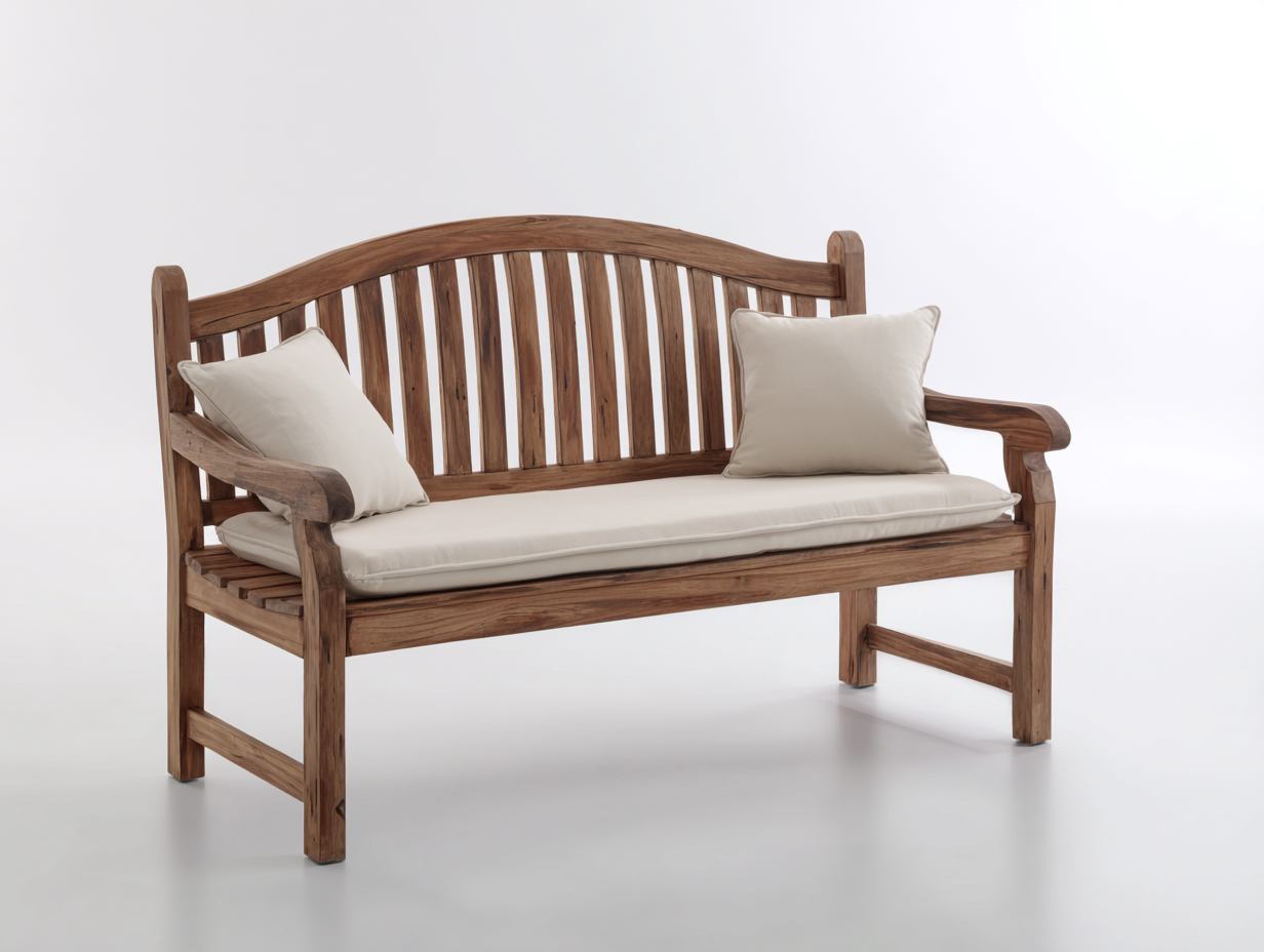 Panca da giardino in legno 146x63x90 cm marrone e crema per esterno - stile naturale-Vanorvahouse