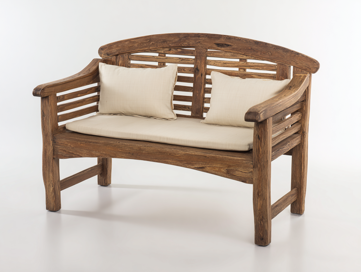 Panca da giardino in legno 134x66x89 cm marrone e crema per esterno - stile rustico-Vanorvahouse