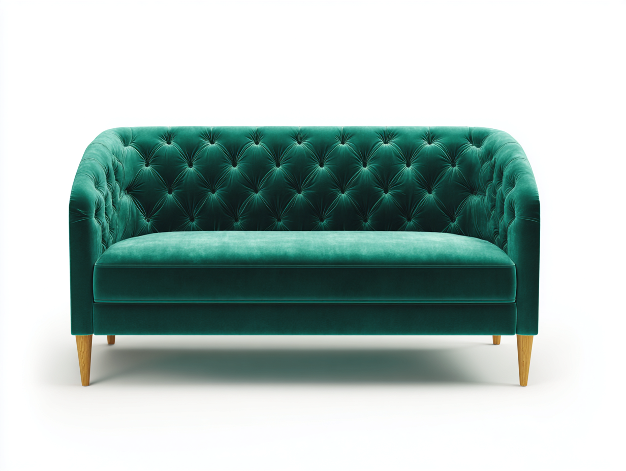 Divano a due posti in velluto 168x84x76 cm - verde smeraldo - per soggiorno stile capitonné-Serenezenohaus