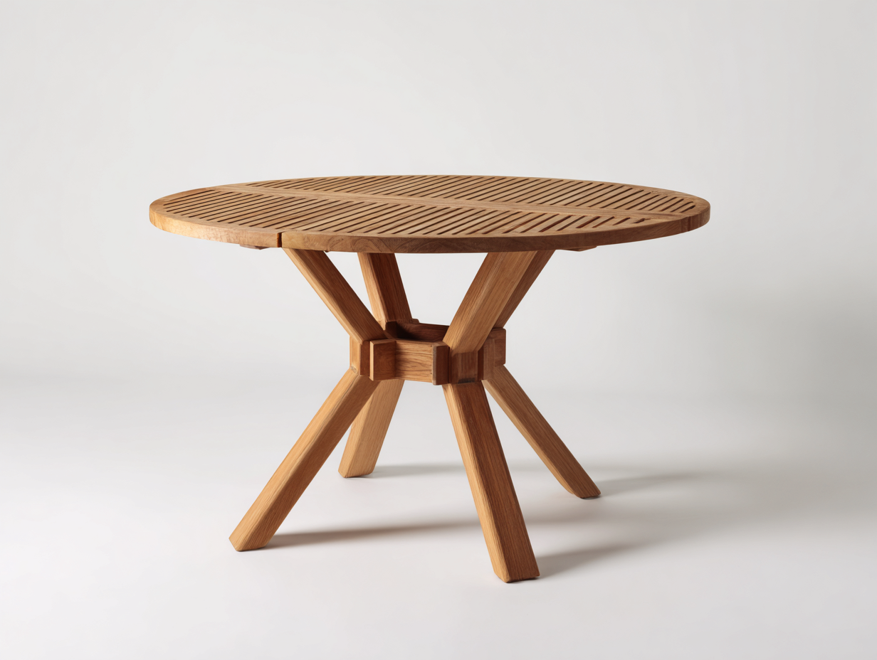 Tavolo da giardino rotondo in legno 118x118x75 cm - marrone naturale - stile rustico per giardino e terrazza-Serenezenohaus