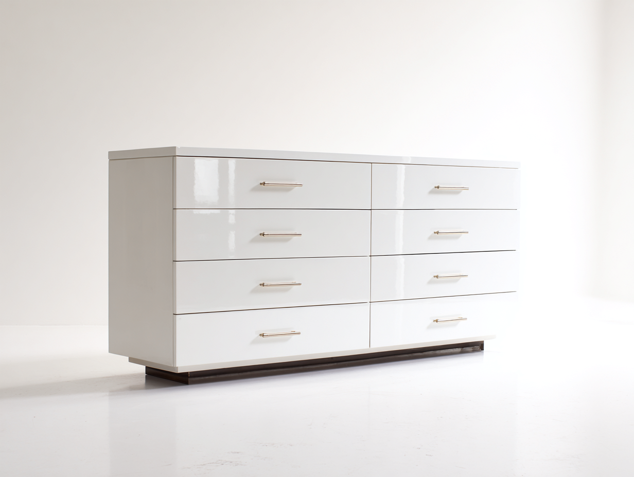 Cassettiera moderna in legno 162x46x80 cm - bianco lucido - stile contemporaneo per camera da letto-Serenezenohaus