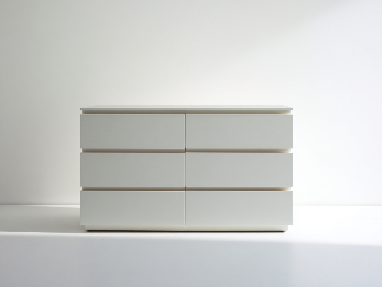 Cassettiera moderna in legno 138x43x82 cm - bianco crema - stile minimalista per camera da letto-Serenezenohaus