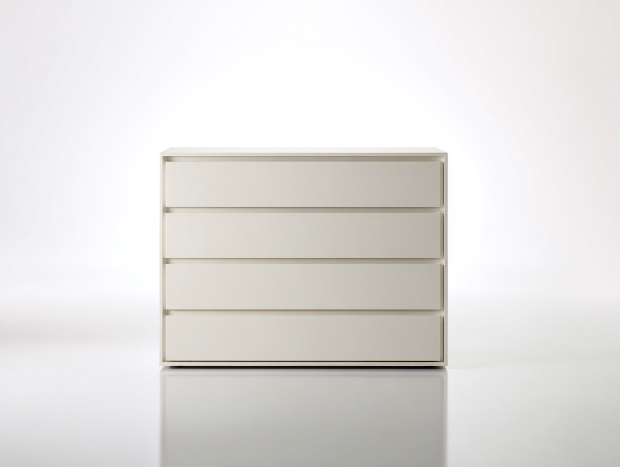 Cassettiera moderna in legno 96x41x90 cm - bianco crema - stile minimalista per camera da letto-Serenezenohaus