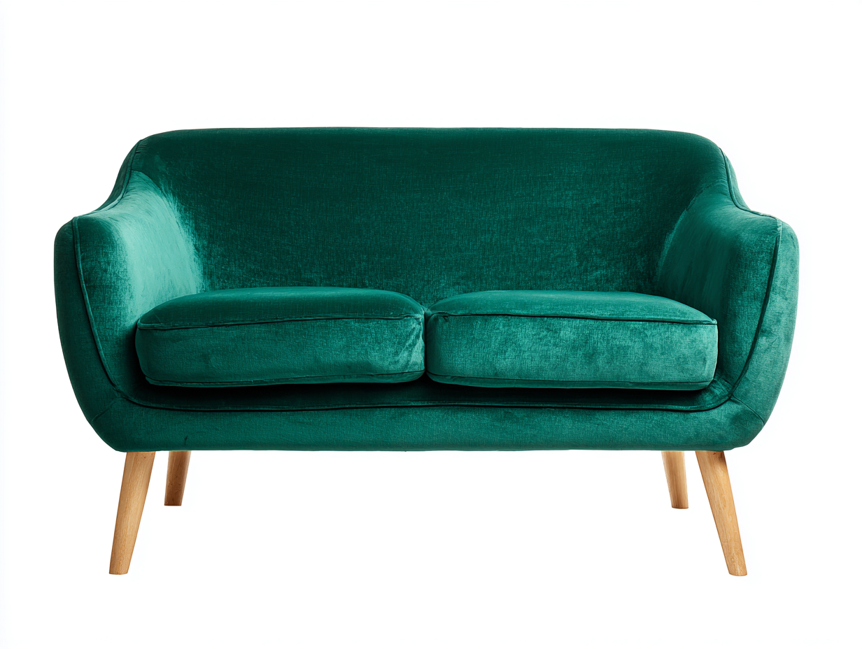 Divano a due posti in velluto 162x82x77 cm - verde smeraldo - per soggiorno design compatto-Serenezenohaus