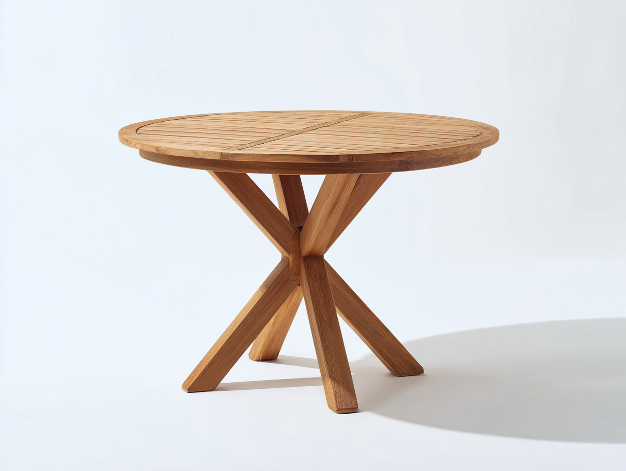 Tavolo da giardino rotondo in legno 116x116x75 cm - marrone naturale - stile rustico per giardino e terrazza-Serenezenohaus