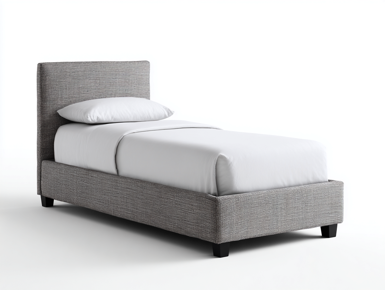 Einzelbett-Stoff-Holz-204x94x104 cm-Grau-Zeitlos-Davaraabode