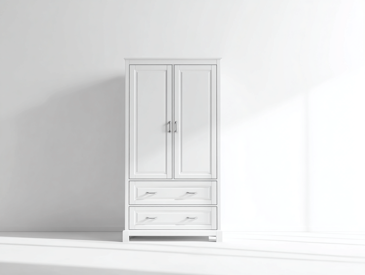 Kleiderschrank - Holzwerkstoff-Metall - 96x54x190 cm - Weiß - Klassischer Stil-Davaraabode