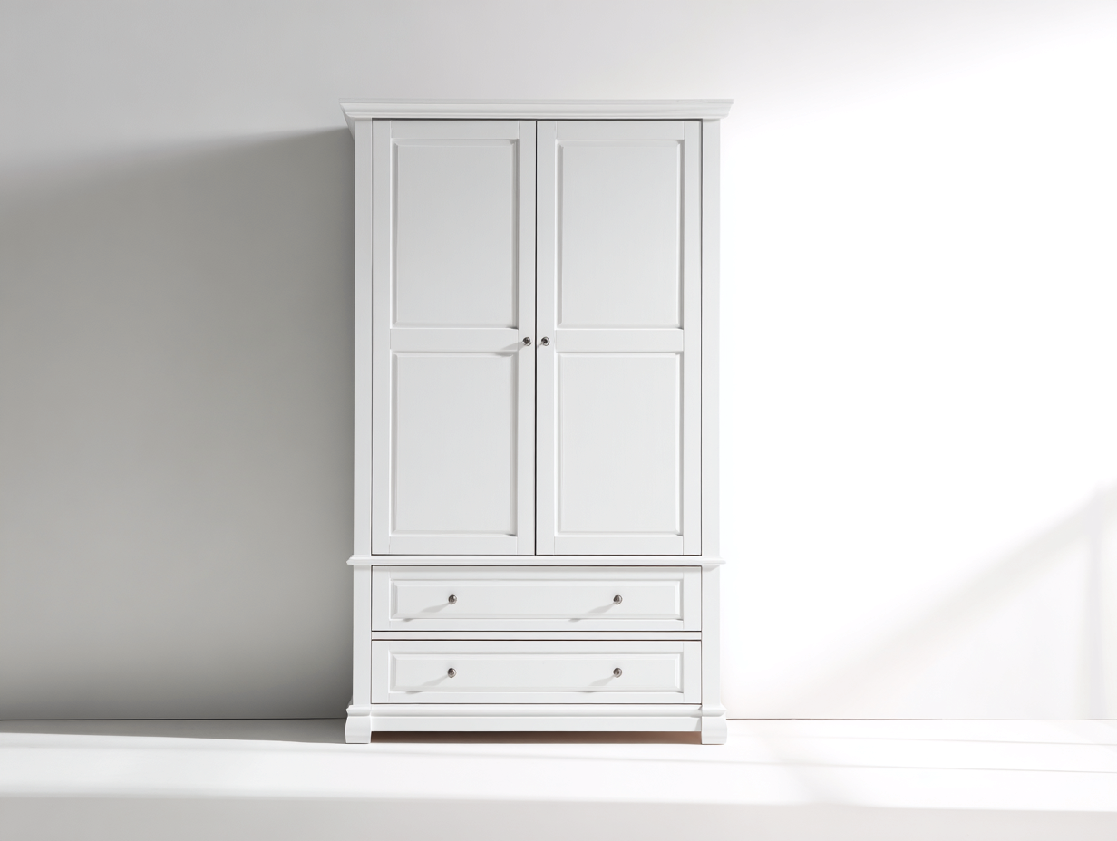 Kleiderschrank - Holzwerkstoff-Metall - 118x56x198 cm - Weiß - Klassischer Stil-Davaraabode