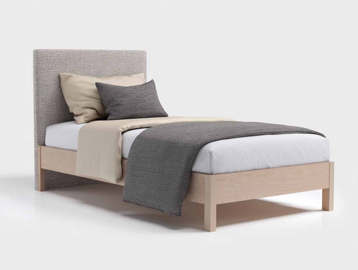 Einzelbett-Holz-Stoff-208x97x118 cm-Naturholz-Beige-Modern-Davaraabode