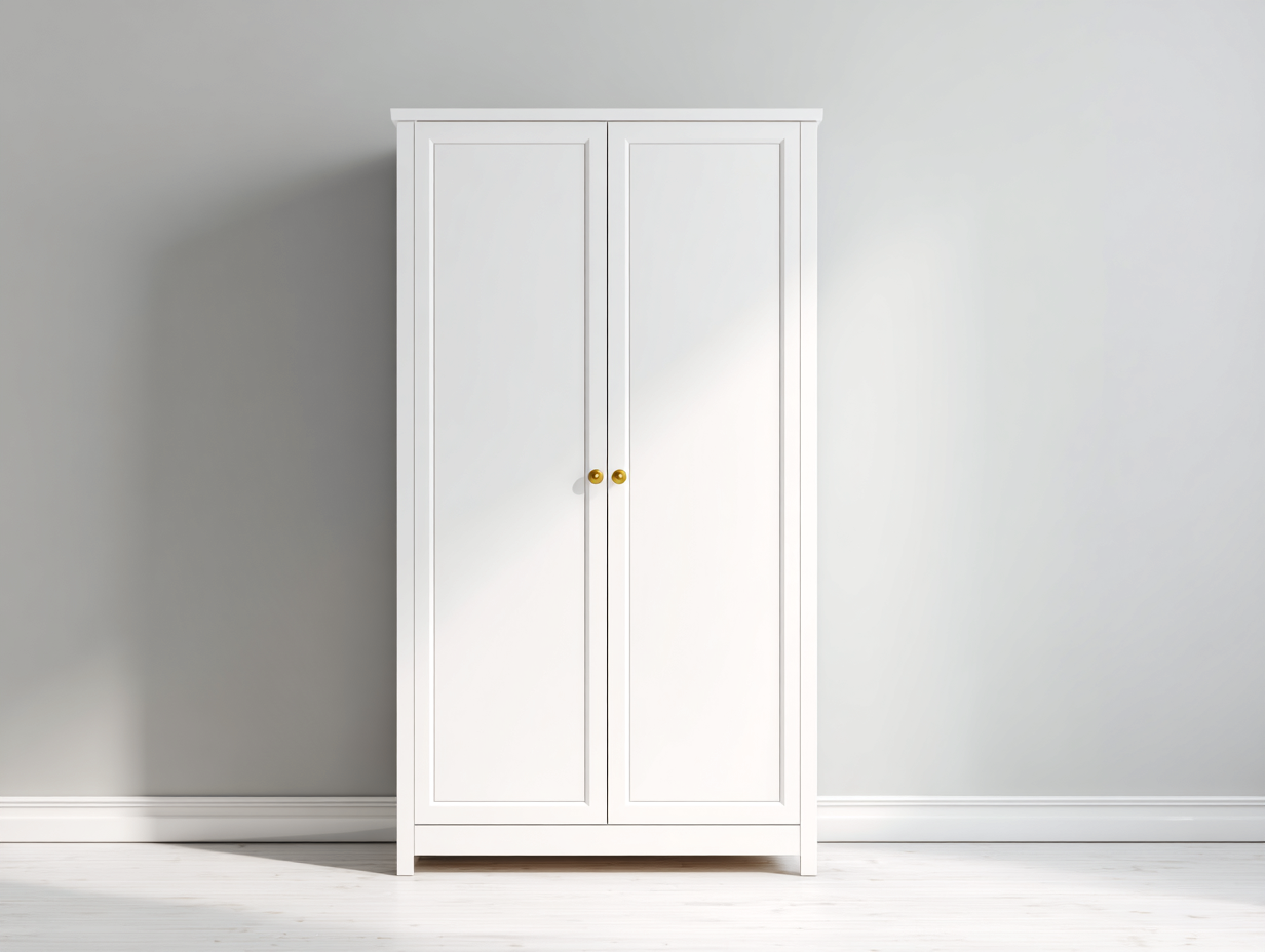 Kleiderschrank - Holzwerkstoff - 92x56x204 cm - Weiß - Klassischer Stil-Davaraabode