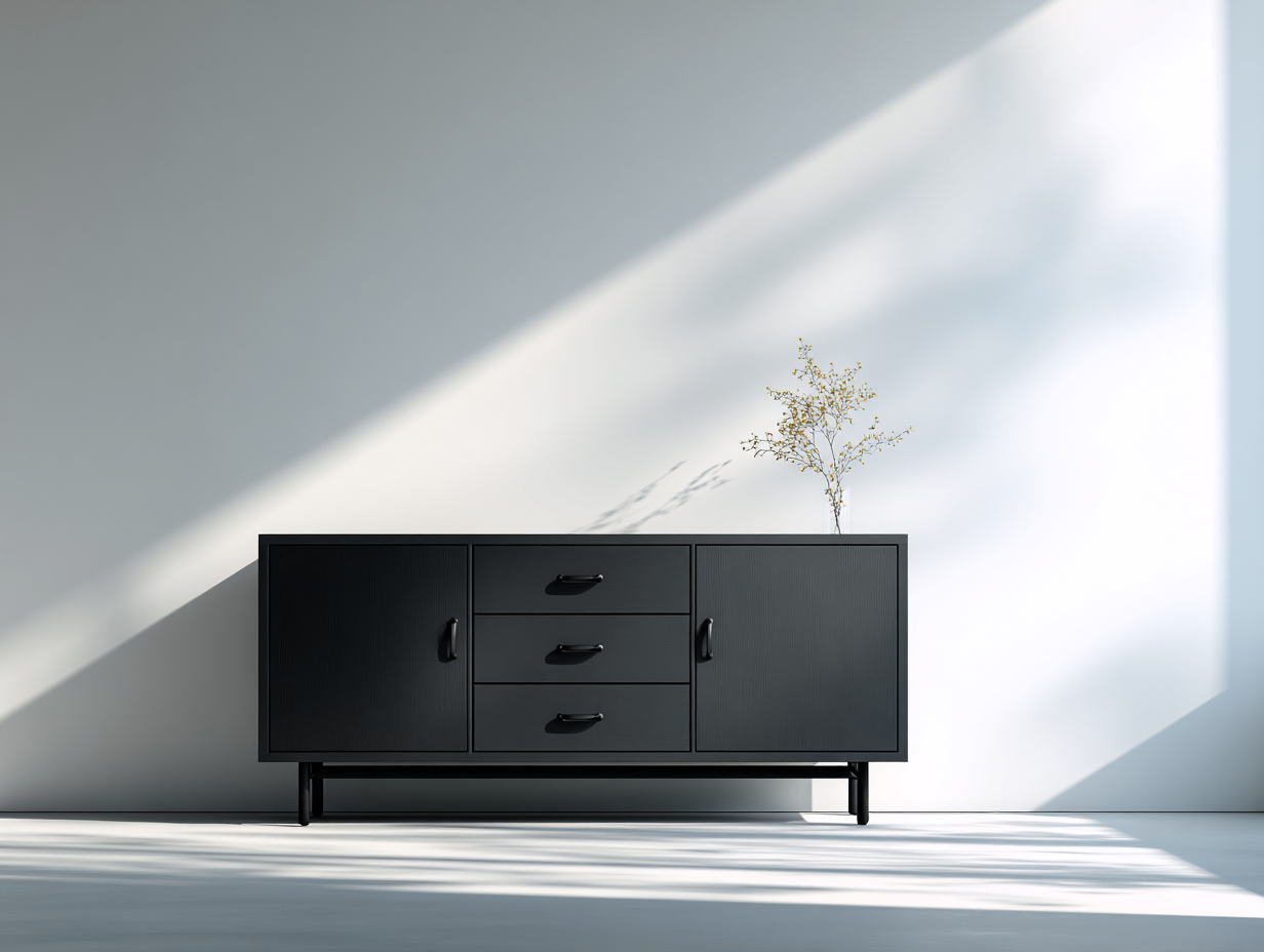 Dielenschränke - Holzwerkstoff-Metall - 170x41x75 cm - Schwarz - Moderner Stil-Davaraabode
