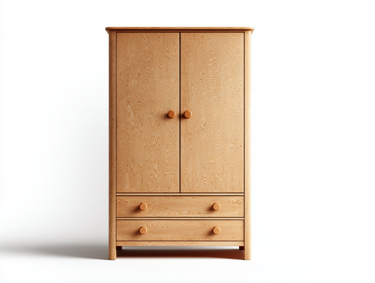 Kleiderschrank - Holzwerkstoff-Holz - 106x55x192 cm - Naturholz - Klassischer Stil-Davaraabode