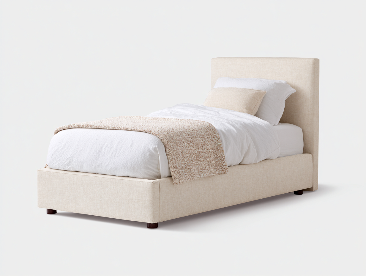 Einzelbett-Stoff-Holz-206x96x112 cm-Beige-Modern-Davaraabode