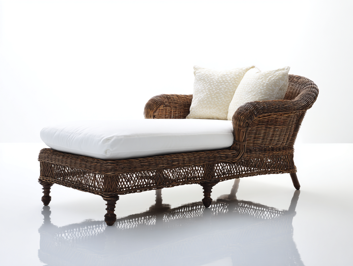 Sonnenliege-Rattan-Holz-186x76x82 cm-Dunkelbraun-Weiß-Klassischer Wohnstil-Davaraabode