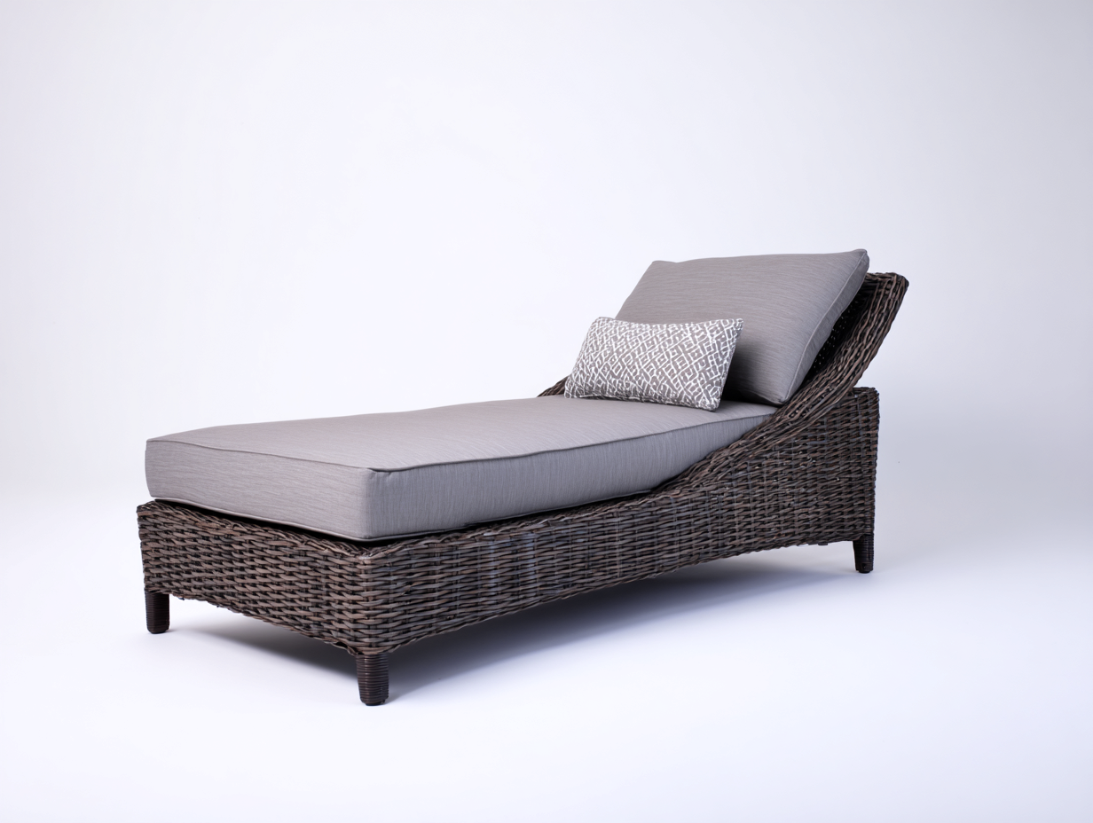 Sonnenliege-Polyrattan-198x74x86 cm-Dunkelbraun-Grau-Zeitloser Gartenstil-Davaraabode