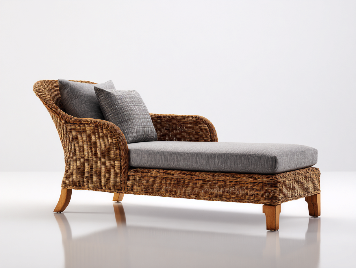 Sonnenliege-Rattan-Holz-180x82x84 cm-Naturbraun-Grau-Landhausstil-Davaraabode