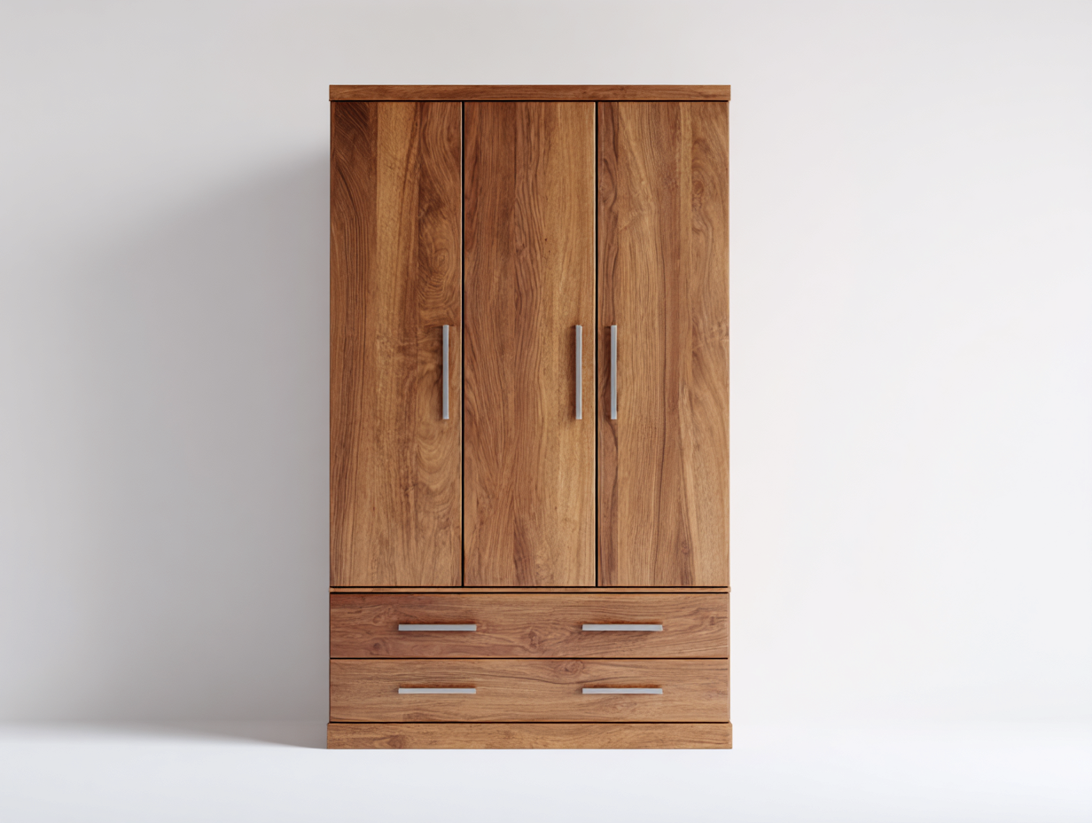Kleiderschrank - Holzwerkstoff-Metall - 120x56x197 cm - Braun - Moderner Stil-Davaraabode