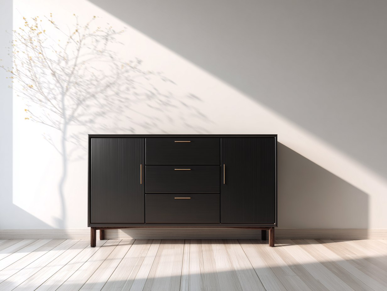 Dielenschränke - Holzwerkstoff-Metall - 164x40x76 cm - Schwarz-Braun - Moderner Stil-Davaraabode