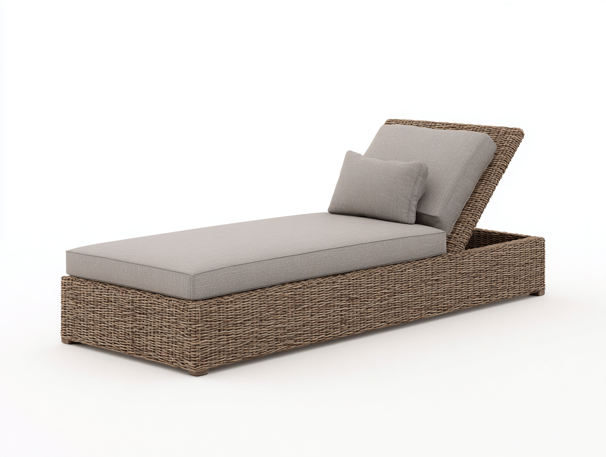 Sonnenliege-Polyrattan-194x71x83 cm-Naturbeige-Taupe-Moderner Outdoorstil-Davaraabode