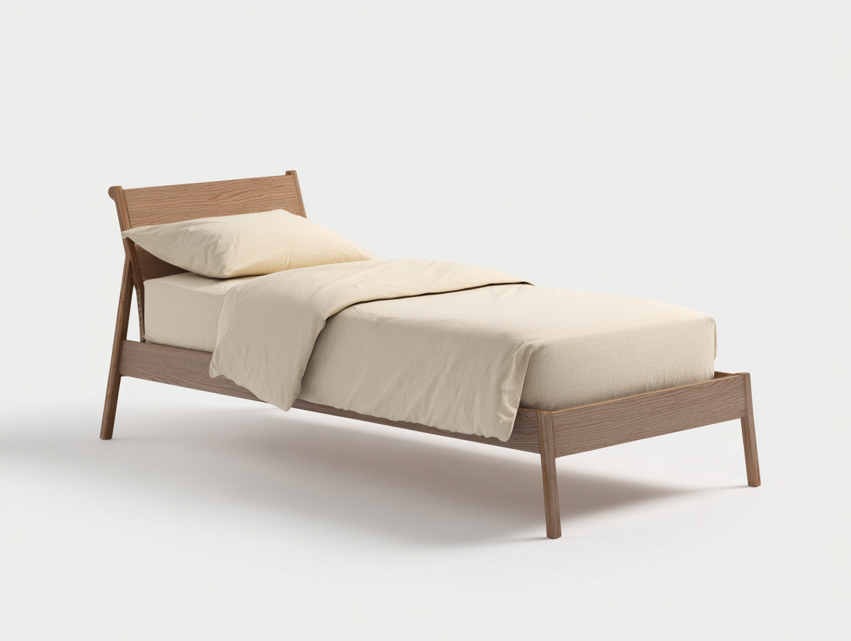 Einzelbett-Holz-205x95x88 cm-Naturholz-Retro-Davaraabode