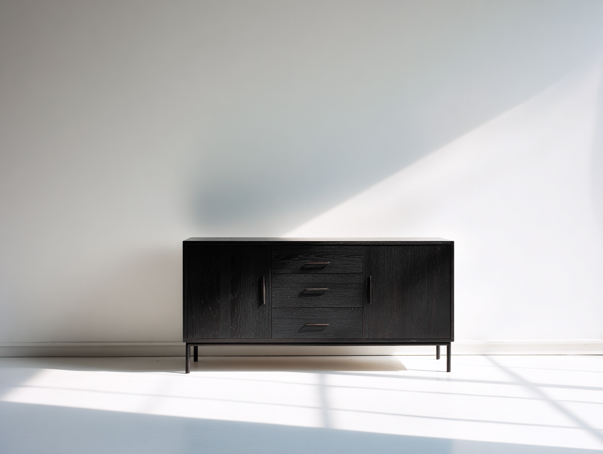 Dielenschränke - Holzwerkstoff-Metall - 165x39x72 cm - Schwarz - Moderner Stil-Davaraabode