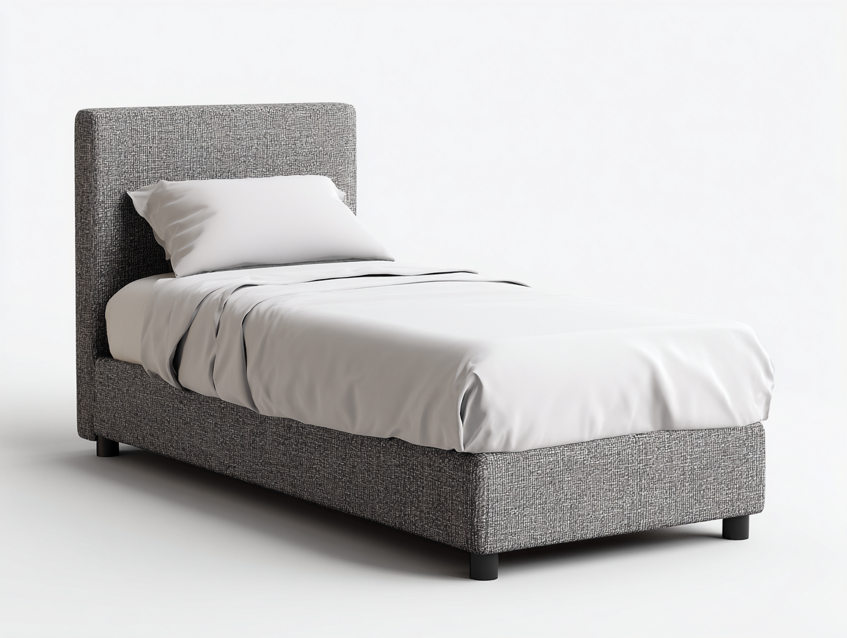 Einzelbett-Stoff-Holz-206x95x109 cm-Grau-Modern-Davaraabode