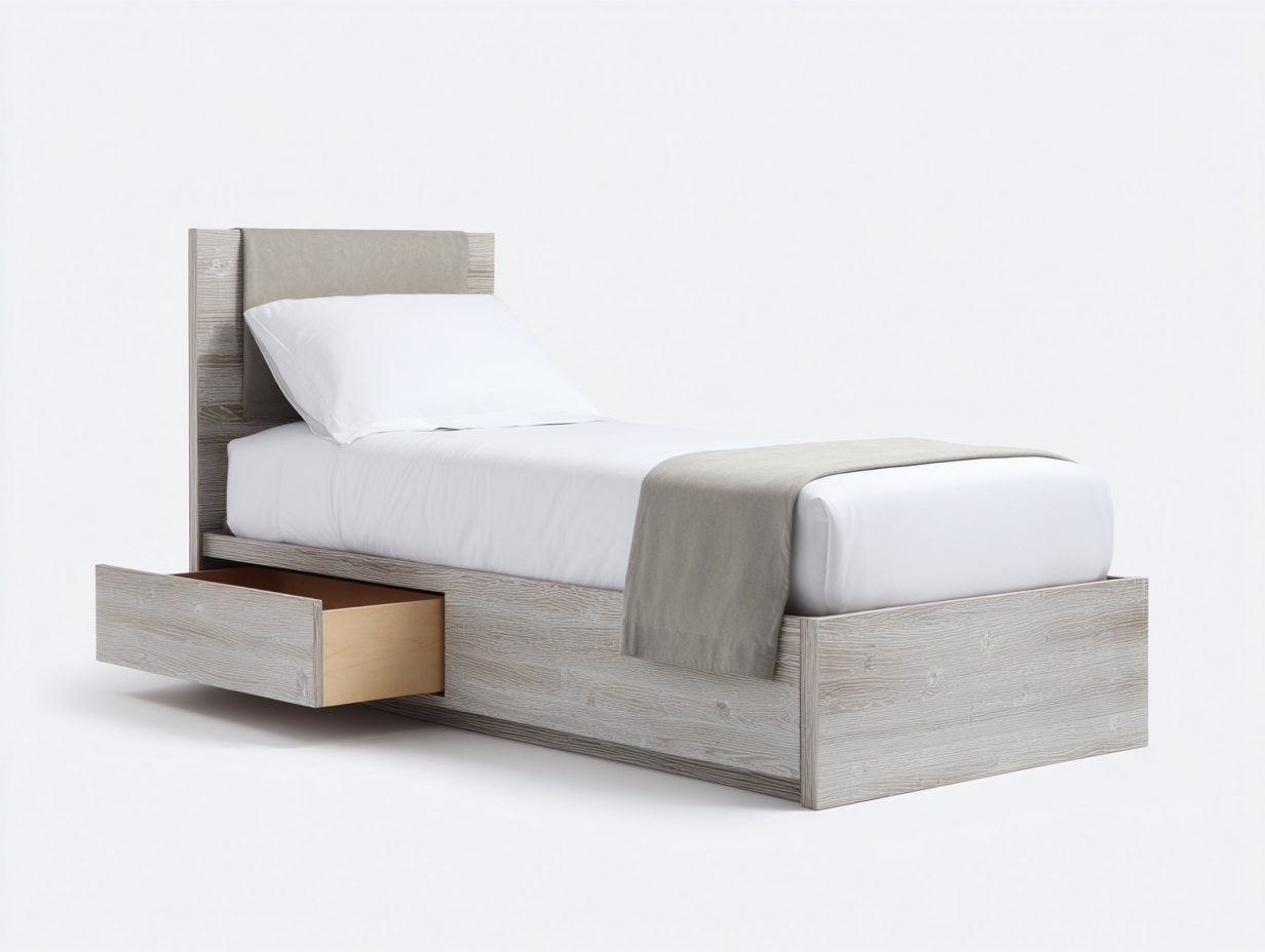 Einzelbett-Holz-Stoff-205x96x108 cm-Grau-Beige-Modern-Davaraabode