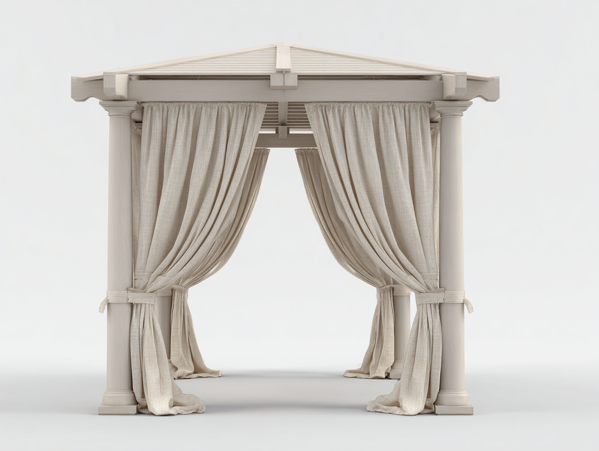 Pergola da giardino in metallo e tessuto 320x320x275 cm - Beige - Per uso esterno - Design classico-Vasolloft