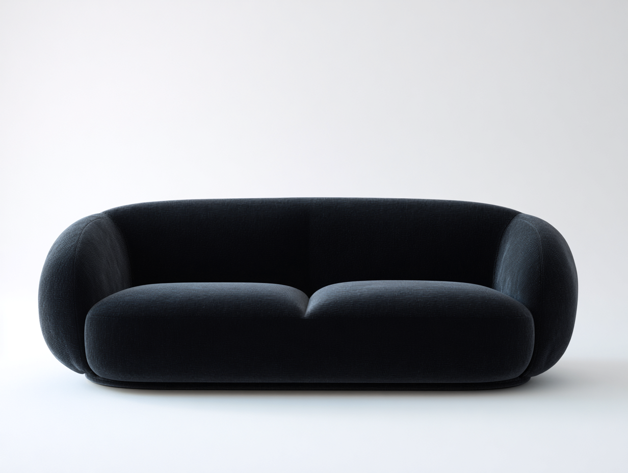 Divano a due posti in tessuto 162x86x72 cm - nero - design arrotondato per soggiorno-Vasolloft