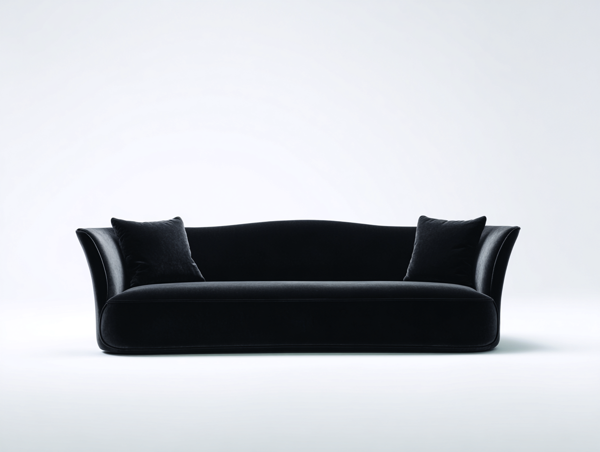 Divano a due posti in velluto 175x86x73 cm - Nero - Per soggiorno - Design moderno-Vasolloft