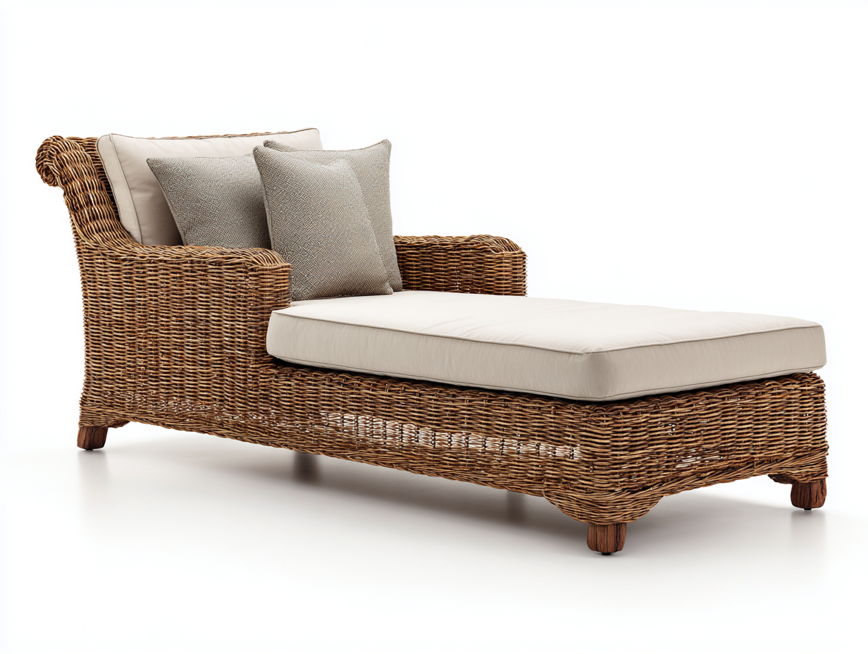 Lettino prendisole in rattan intrecciato 196x77x82 cm - naturale-beige - design avvolgente per giardino e terrazza-Vasolloft